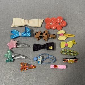 Lot of 14 Hair Clips Barrettes Kids Toddler Girls Bow Butterfly Strawberry